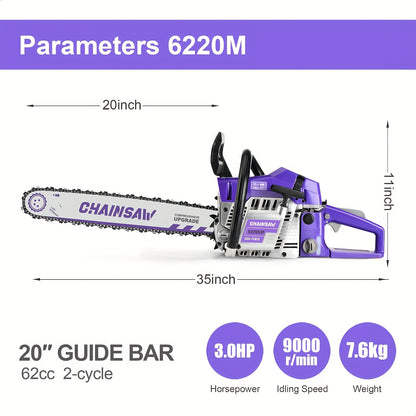 Heavy Duty Chainsaw | Gas Powered Forestry Wood Cutting Farm Yard