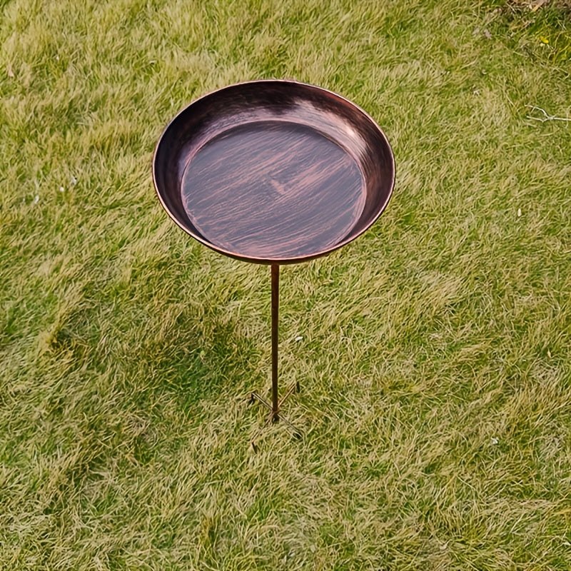 Bird Bath | Vintage Pedestal Iron Copper Floral Garden Bird Watching