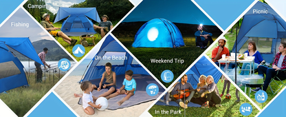 Beach Tent 4-6 Person UPF 50+ 360° Canopy Pop Up Sun Shade Shelter