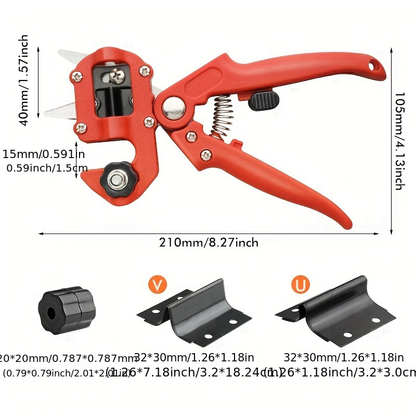 Grafting Scissor Shear Kit with V-Graft, Omega-Graft & U-Graft Blades, Professional High-Carbon Steel Pruner for Fruit Tree Grafting & Plant Propagation