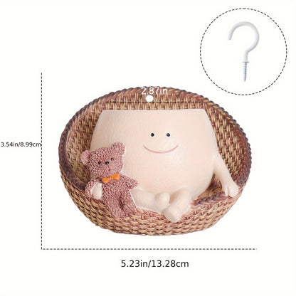 Cute Hanging Planters with Funny Face & Bear Design – Unique Decorative Flower Pots for Indoor Plants, Home, Office & Garden – Fun Plant Gift for Mom