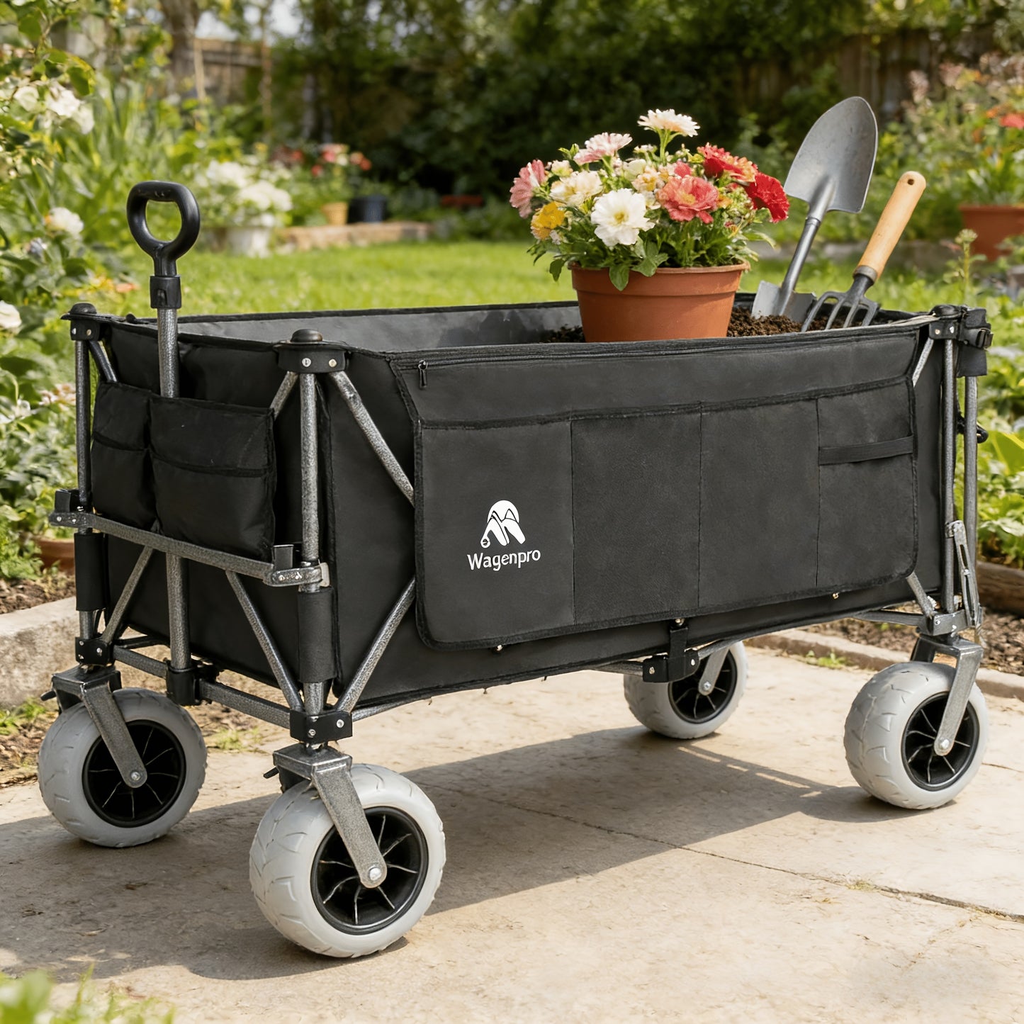Heavy Duty Folding Wagon 52 Inch Utility Cart 560 lbs Capacity Collapsible Beach Wagon with Ultra-Stable Frame for Garden Sports Camping Outdoor