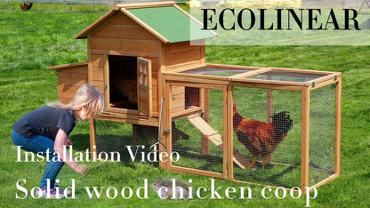 Chicken Coop with Run Large Outdoor Wooden Hen House 82 Inch Walk-in Poultry Cage for 2-4 Chickens Ducks Rabbits with Nesting Box Removable Tray Wheels