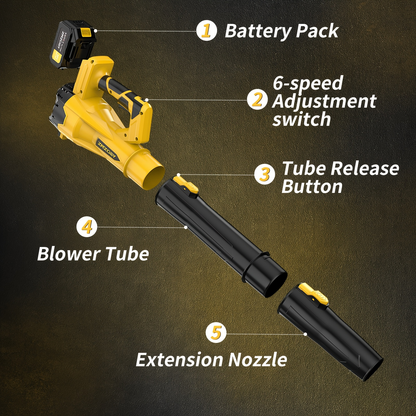 Cordless Leaf Blower 580CFM 160MPH – 40V Brushless Motor, 4.0Ah Battery, 6-Speed, Extension Nozzle, Lightweight for Lawn Yard Snow Pet Hair Cleanup