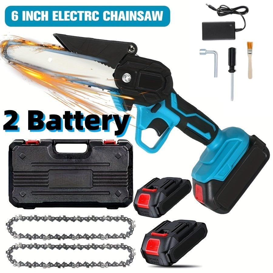 Pole Saw Set with Electric Chainsaw – 6-Inch Cordless Pruner, Long-Handle Scissor Kit, Safety Lock for Tree Pruning & Landscaping