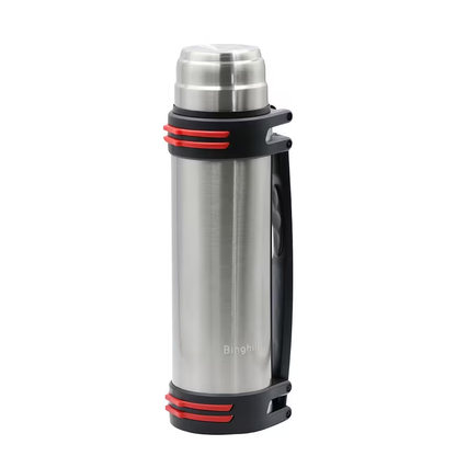 Insulated Water Bottle 2000ml 67oz Stainless Steel Vacuum Flask with Cup Handle Strap BPA Free Wide Mouth Hot Cold Drinks Camping Hiking Sports Gym Travel Gift