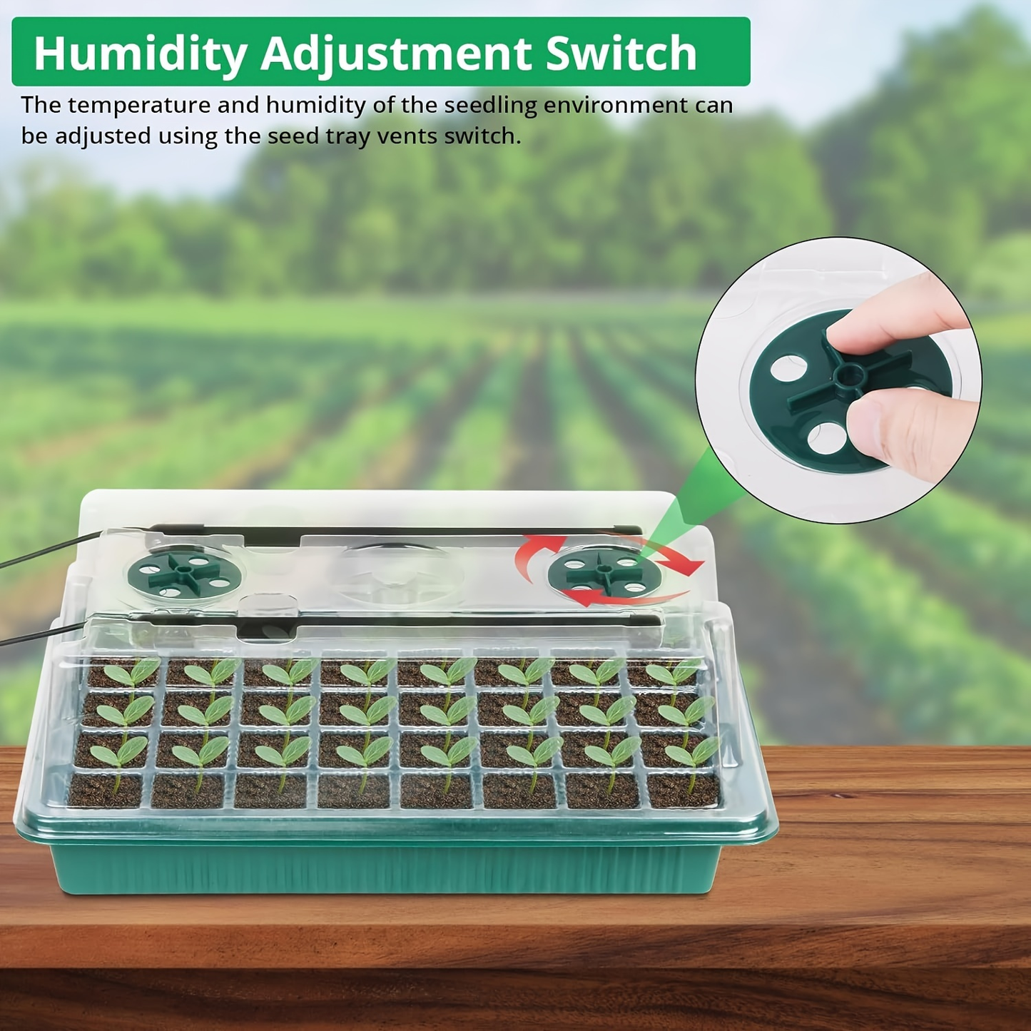Seed Starting Tray Kit 4-Set 160 Cells High Dome | 8 LED Grow Lights Smart Timer 3 Modes 5 Brightness | Indoor Greenhouse Germination Propagation