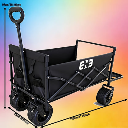 Folding Wagon Cart Heavy Duty 1100 LB Capacity Collapsible Garden Cart with Silent Swivel Wheels Tailgate for Camping Beach Picnic Shopping Outdoor
