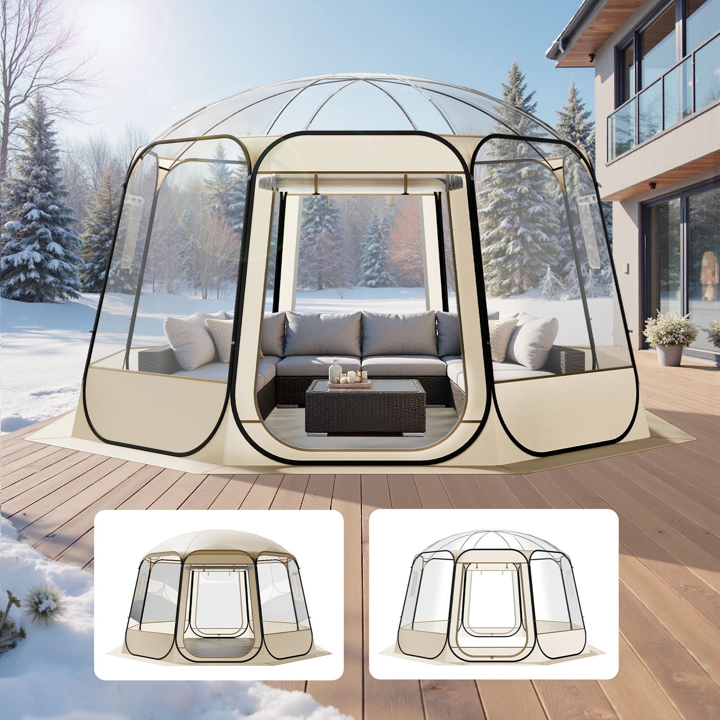Pop Up Bubble Tent Clear Dome Tent 540° Panoramic Outdoor Shelter