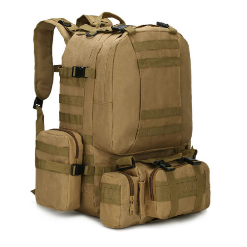60L Large Backpack Daypack  with 3 MOLLE Bags Military Grade Tactical Outdoor
