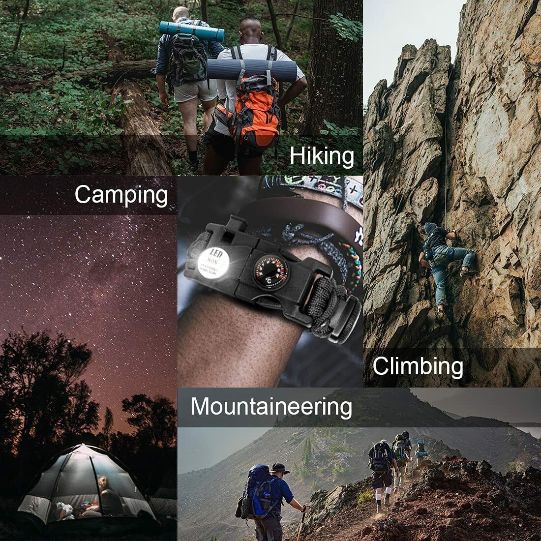 20-in-1 Survival Paracord Bracelet – Fire Starter, Compass, Whistle, Thermometer & Multi-Tool