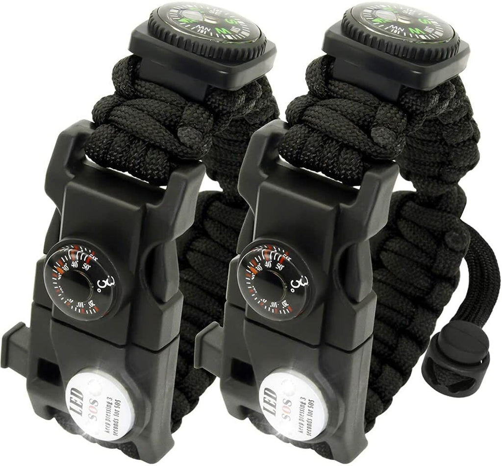 20-in-1 Survival Paracord Bracelet – Fire Starter, Compass, Whistle, Thermometer & Multi-Tool