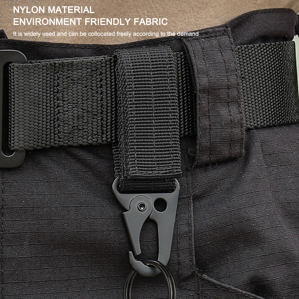2 PCs Tactical Gear Clip: Nylon Key Ring Holder & Molle Hook Carabiner