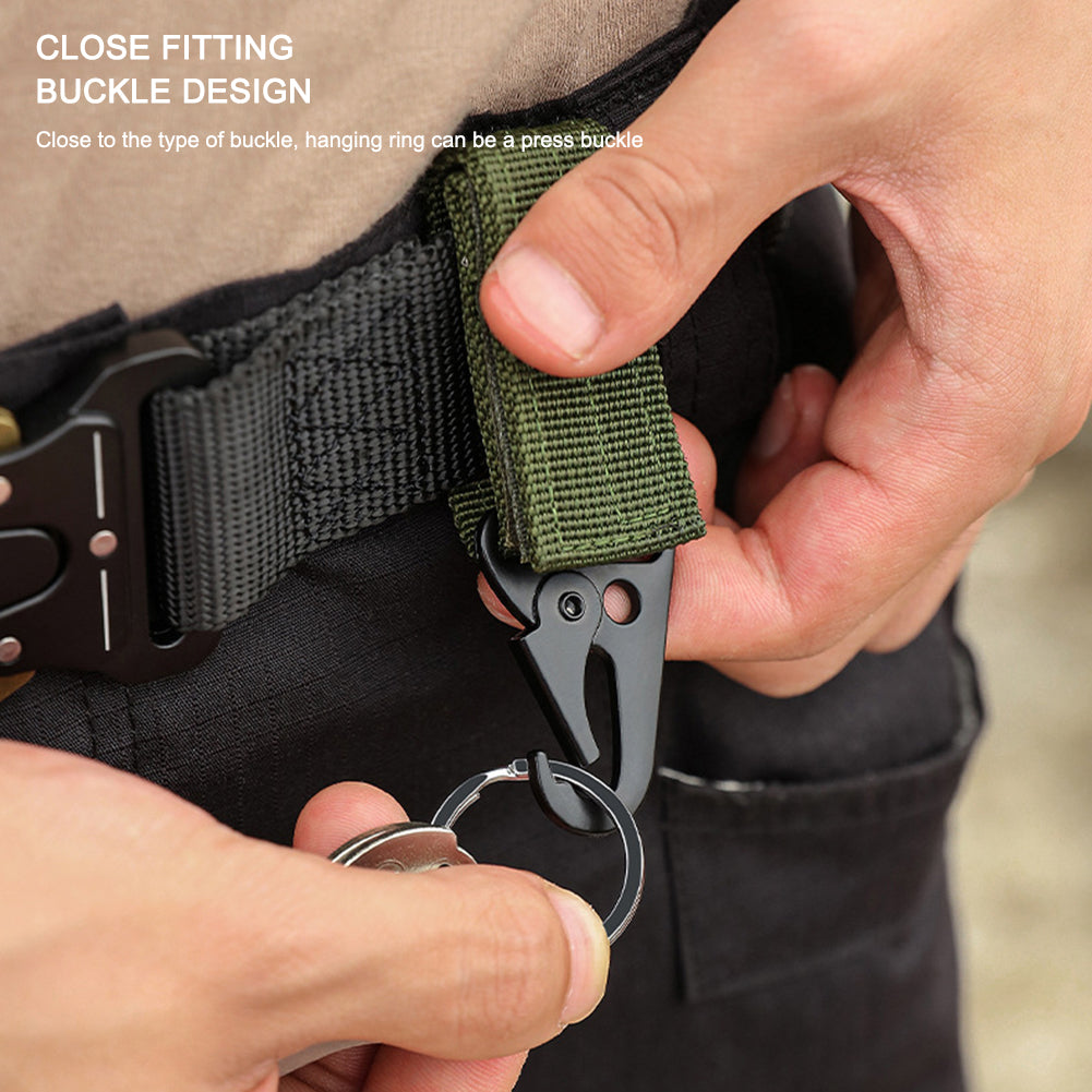 2 PCs Tactical Gear Clip: Nylon Key Ring Holder & Molle Hook Carabiner