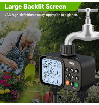 2 Zone Sprinkler Timer Garden Hose Water Timer with Rain Delay Programmable Faucet Controller