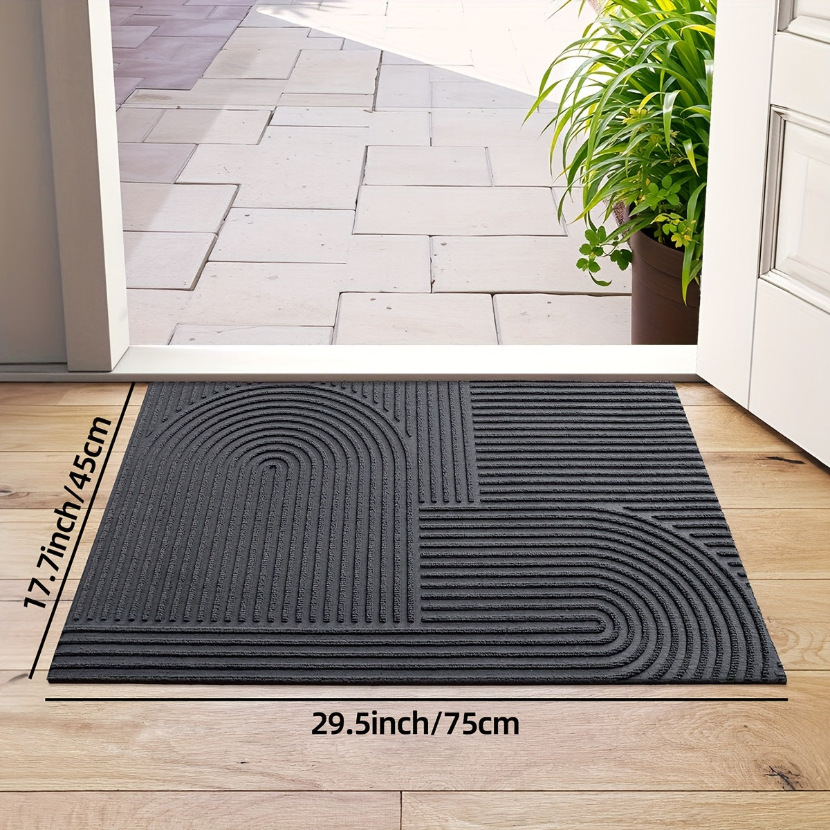 Non-Slip Door Mat Geometric Entryway Rug Indoor Outdoor Low Profile Floor Mat for Front Door Patio Home Decor