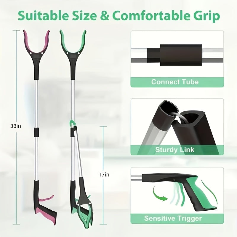 Grabber Tool Reacher 32-Inch Foldable Telescopic - 360° Rotating Jaws & Magnetic Tip Litter Picker, Lightweight Easy-Grip Reaching Tool for Elderly, Disabled & Garden Pickup