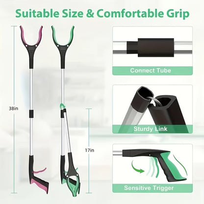 Grabber Tool Reacher 32-Inch Foldable Telescopic - 360° Rotating Jaws & Magnetic Tip Litter Picker, Lightweight Easy-Grip Reaching Tool for Elderly, Disabled & Garden Pickup