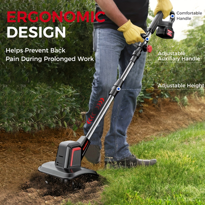 Cordless Electric Cultivator 360RPM - Wireless Electric Tiller & Soil Loosening Machine with 2×4.0Ah Batteries & Charger for Soil Aeration, Weeding, Landscaping - Portable for Home & Professional Garden Use
