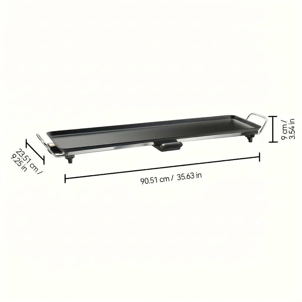 Indoor Electric Grill Smokeless – Non-Stick BBQ Griddle with Adjustable Temperature & Drip Tray, Extra-Large Extended / Medium / Large Roasting Pan, Multifunctional Indoor & Outdoor Barbecue – Holiday Gift Idea