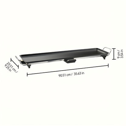Indoor Electric Grill Smokeless – Non-Stick BBQ Griddle with Adjustable Temperature & Drip Tray, Extra-Large Extended / Medium / Large Roasting Pan, Multifunctional Indoor & Outdoor Barbecue – Holiday Gift Idea
