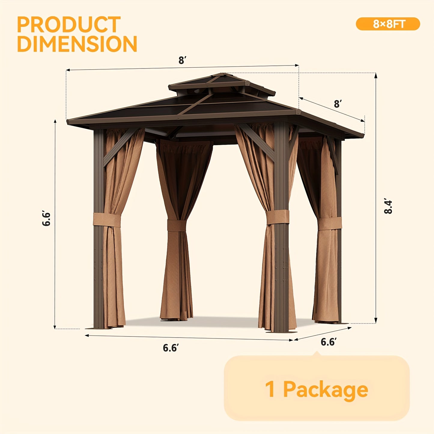 Hardtop Gazebo Polycarbonate Roof Aluminum Frame Curtains & Net