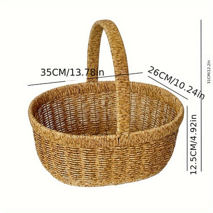 Wicker Picnic Basket Handwoven | Rattan Shopping Basket for Eggs Fruit Outdoor Picnic Gift Basket