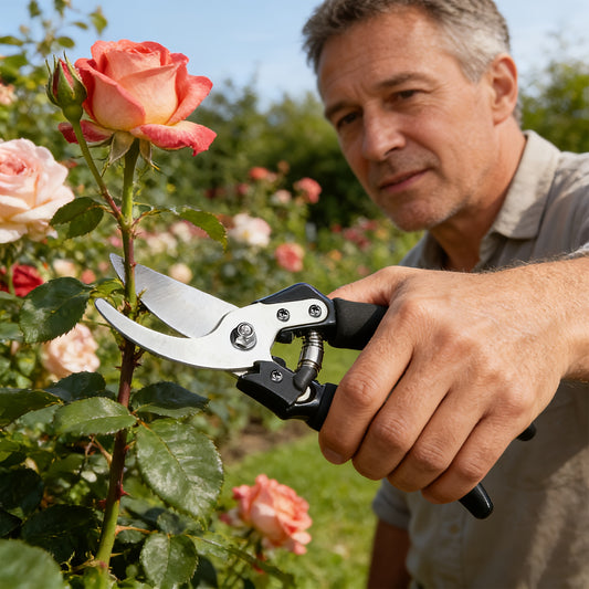 Stainless Steel Pruning Shears with Sharpening Stone, Ergonomic Comfort Grip Garden Scissors for Home Gardening, Flower Arranging & Plant Trimming – Long-Lasting Sharp Blades