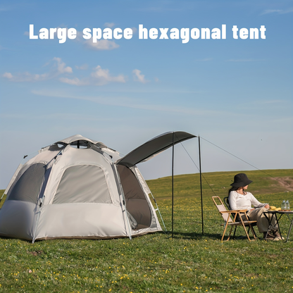 Automatic Hexagonal Camping Tent 4-6 Person Instant Setup Waterproof