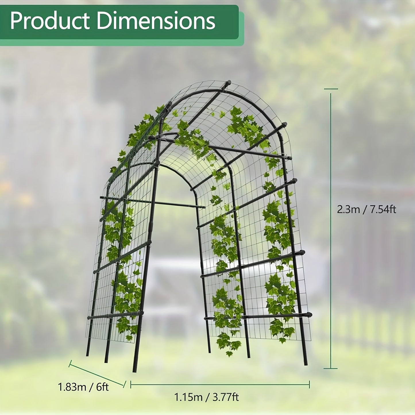 Climbing Arch Trellis 7.5ft Adjustable Metal Grid Garden Archway