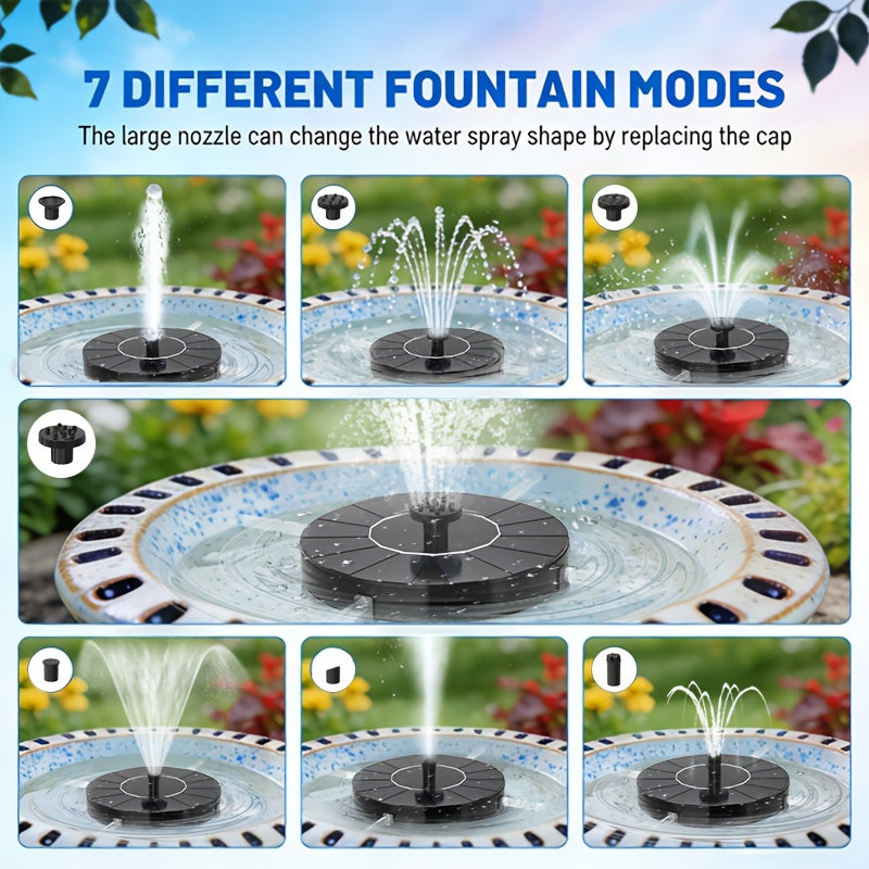 Solar Fountain Pump 1.4W with 7 Nozzles Bird Bath Garden Pond