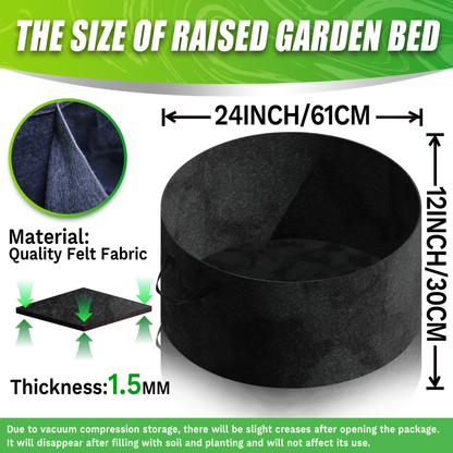 Fabric Grow Bag Round with Handle | Breathable Planter for Vegetables Potatoes Flowers | Indoor Outdoor Garden Bed 24 36 48 60 Inch Options
