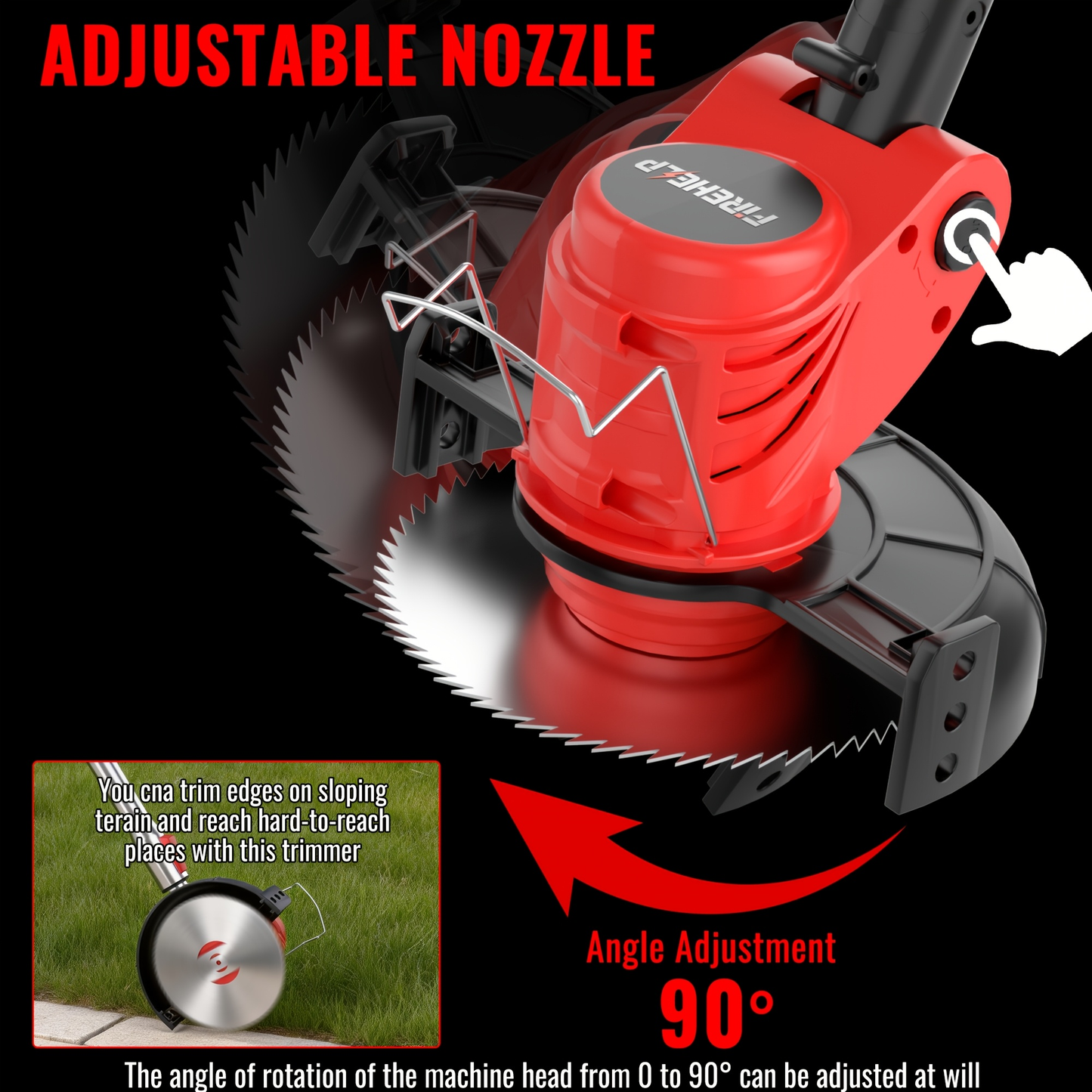 Cordless Lawn Mower 3-in-1 Electric Trimmer Weed Eater Edger Bush Cutter 21V Dual Battery Adjustable Height Swivel Head Lightweight for Small Yards Patios Gardens