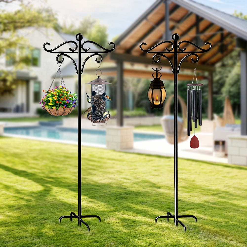 Shepherd Hook Bird Feeder Pole 78-inch, Adjustable 5-Prong Base, Heavy Duty Garden Hook for Hanging Bird Feeders, Plant Baskets, Lanterns & Outdoor Decor