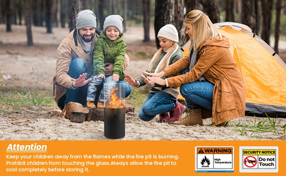 Fire Bowl Tabletop Fire Pit Indoor Outdoor Butane Fuel Mini Portable Fireplace with Glass Wind Guard for Coffee Table Patio Balcony Camping