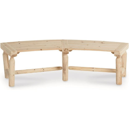 Curved Fire Pit Bench Outdoor - Rustic Softwood Log Seat for Backyard Bonfires, Cozy Fire Pit Gatherings & Patio Seating