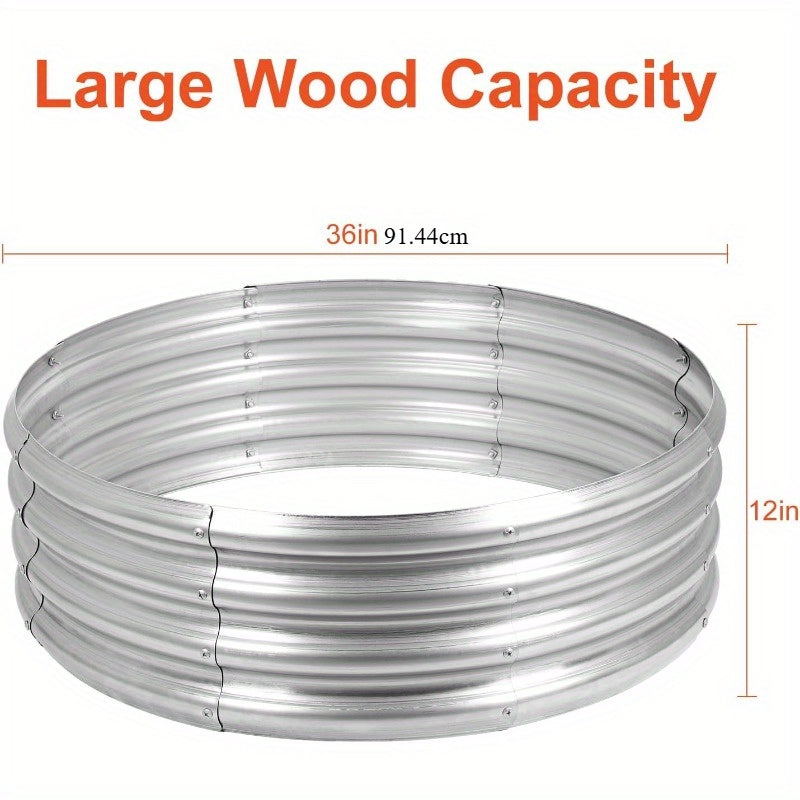 Galvanized Steel Fire Pit Ring Liner for Above Ground Wood Burning, Metal Firepit Insert for Backyard Camping Beach Park Outdoor Patio, 36/48/60 Inch