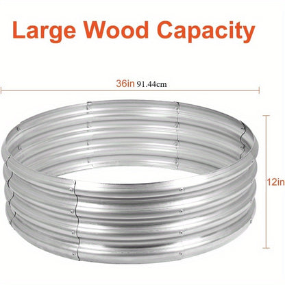 Galvanized Steel Fire Pit Ring Liner for Above Ground Wood Burning, Metal Firepit Insert for Backyard Camping Beach Park Outdoor Patio, 36/48/60 Inch