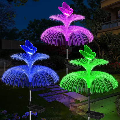 Solar Jellyfish Butterfly Garden Lights 4-Pack Color Changing