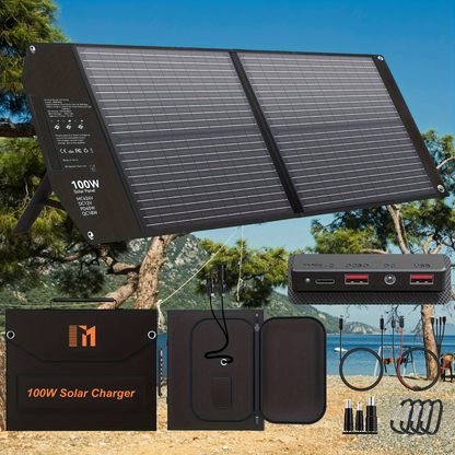 Portable Solar Panel Charger 30W 60W | Foldable Monocrystalline with 18V MC4, DC 12V, USB-A QC3.0 & USB-C PD 18W for Camping, RV, Power Station, Phone