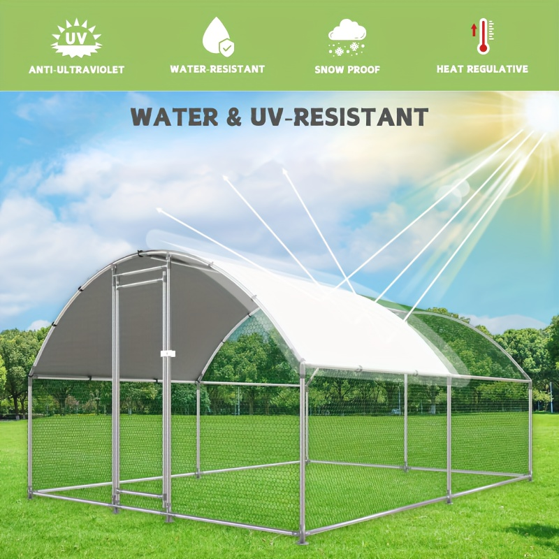 Walk-in Chicken Coop Large Heavy-Duty Metal Poultry Pen with Waterproof UV-Proof Roof Cover - Outdoor Backyard Farm Enclosure for Chickens Ducks Geese Rabbits, Multiple Sizes
