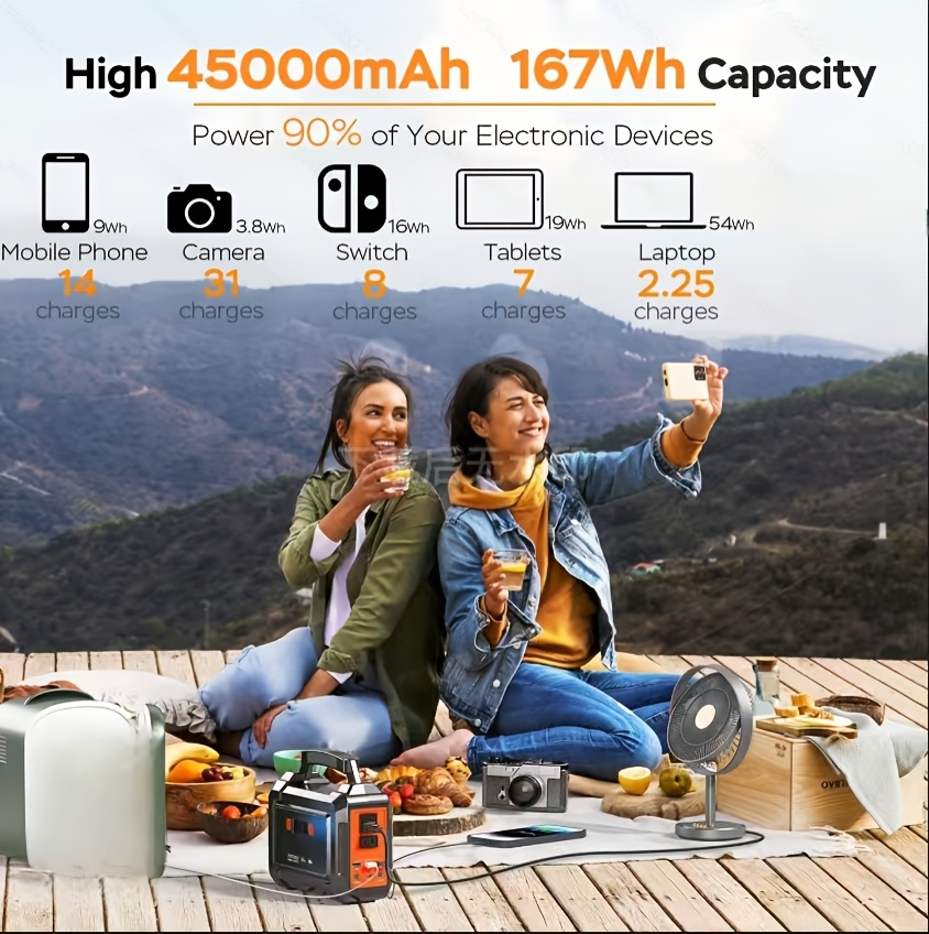 Portable Power Station 300W 296Wh Solar Generator LiFePO4 Battery Backup with AC Outlet USB QC3.0 for Camping RV Travel Home Emergency Outdoor