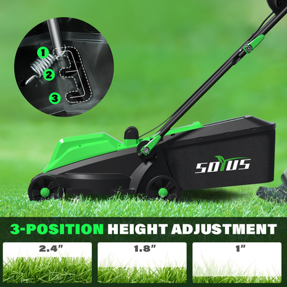 Electric Lawn Mower Corded 13-Inch 11 Amp – 3100 RPM Push Mower with 8-Gallon Collection Bag 3 Adjustable Cutting Heights for Yard Farm Care