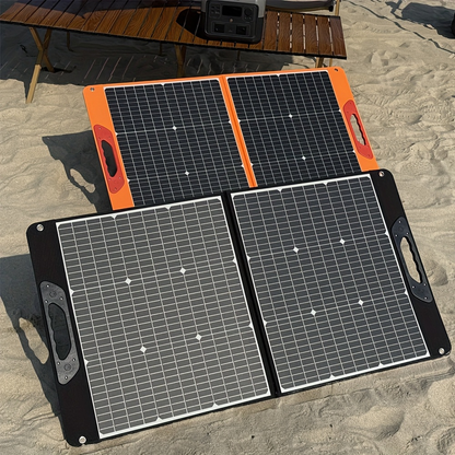 Foldable Solar Panel 200W 23.5% High Efficiency 20V Portable with 2 Brackets Solar Cable for Camping RV Power Station Off-Grid Emergency Power Outage