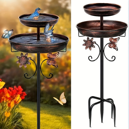 Bird Bath | Heavy Duty Metal Double Layer 5-Claw Base Garden Courtyard