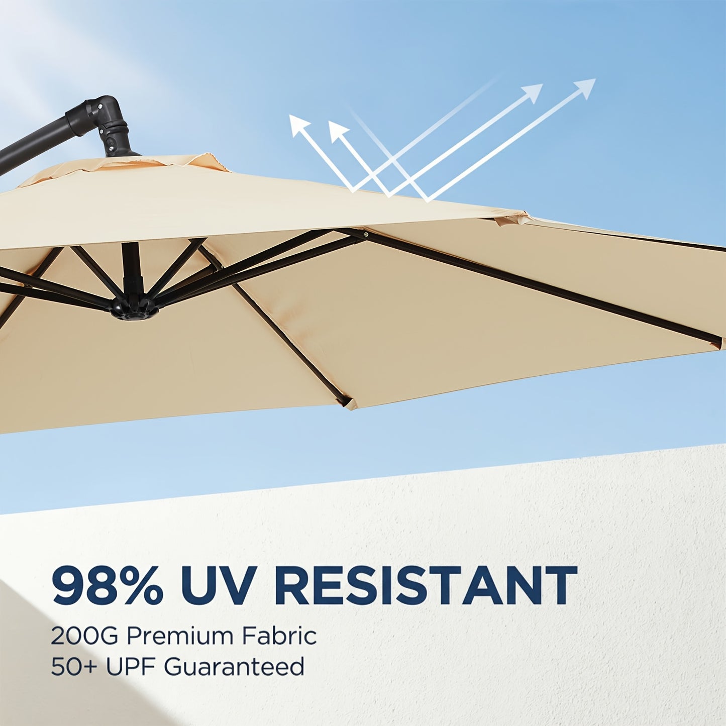 Cantilever Patio Umbrella 10 Ft Offset Hanging Outdoor Umbrella with Crank, Push Button Tilt & Cross Base, Market Umbrella for Patio Deck Pool Backyard, 8 Colors