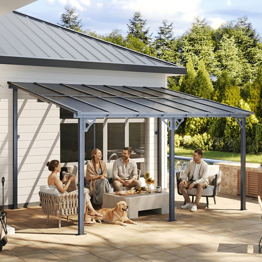 Wall Mounted Pergola Gazebo Hard Top Lean-To Aluminum Patio Cover
