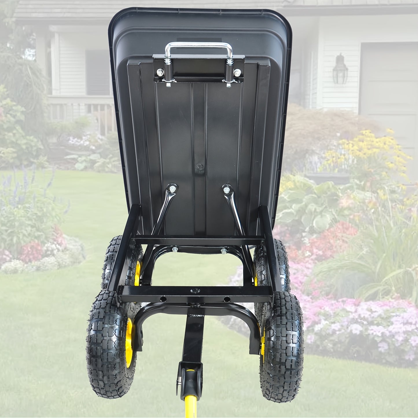 Garden Dump Cart Heavy Duty 330LBS | Steel Frame Pneumatic Tires Lawn Yard Farm Utility Wagon