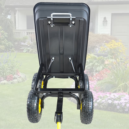 Garden Dump Cart Heavy Duty 330LBS | Steel Frame Pneumatic Tires Lawn Yard Farm Utility Wagon
