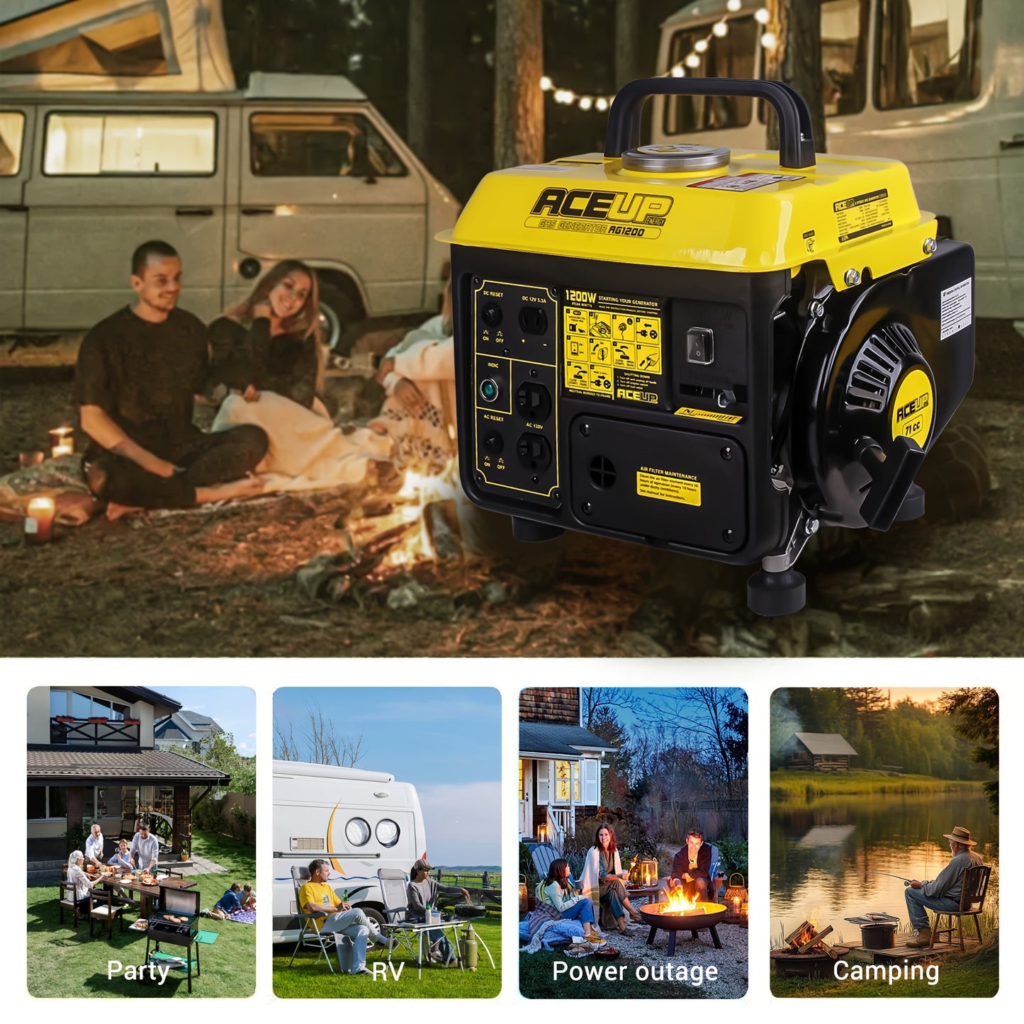Portable Generator | Gas Powered Camping Home Backup Emergency Power